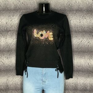Chic Black Sweater with Love Motif